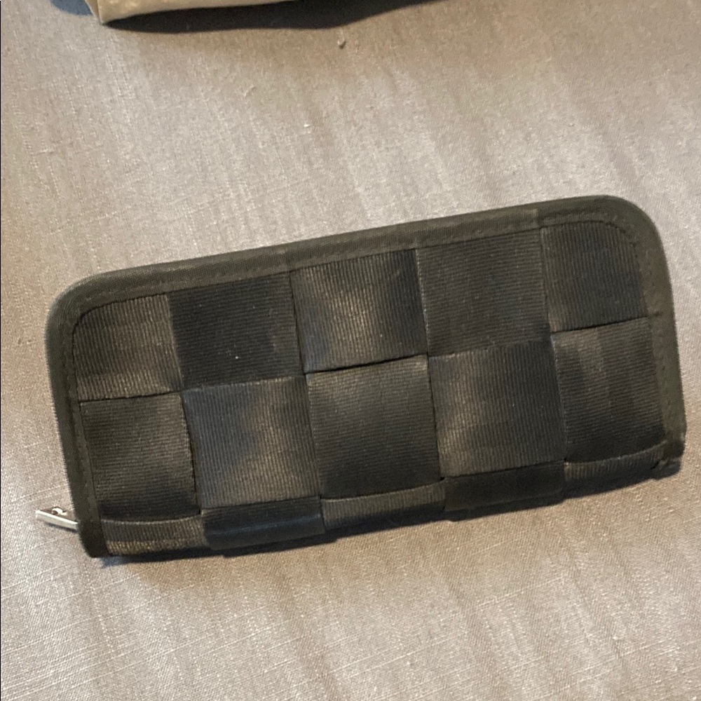 Black Woven Zip Wallet